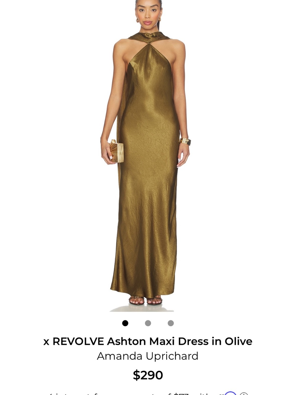 Amanda Uprichard Ashton Olive Maxi Dress